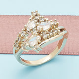 Oro Laminado Multi Stone Ring, Gold Filled Style with White Cubic Zirconia, Polished, Golden Finish