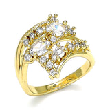 Oro Laminado Multi Stone Ring, Gold Filled Style with White Cubic Zirconia, Polished, Golden Finish