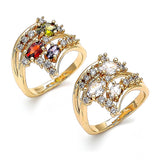 Oro Laminado Multi Stone Ring, Gold Filled Style with White Cubic Zirconia, Polished, Golden Finish