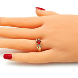 Oro Laminado Multi Stone Ring, Gold Filled Style with Garnet and White Cubic Zirconia, Polished, Golden Finish