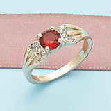 Oro Laminado Multi Stone Ring, Gold Filled Style with Garnet and White Cubic Zirconia, Polished, Golden Finish