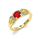 Oro Laminado Multi Stone Ring, Gold Filled Style with Garnet and White Cubic Zirconia, Polished, Golden Finish