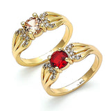 Oro Laminado Multi Stone Ring, Gold Filled Style with Garnet and White Cubic Zirconia, Polished, Golden Finish