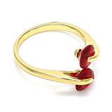 Oro Laminado Multi Stone Ring, Gold Filled Style Heart Design, with Garnet Cubic Zirconia, Polished, Golden Finish