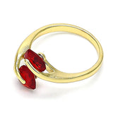 Oro Laminado Multi Stone Ring, Gold Filled Style Heart Design, with Garnet Cubic Zirconia, Polished, Golden Finish