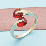 Oro Laminado Multi Stone Ring, Gold Filled Style Heart Design, with Garnet Cubic Zirconia, Polished, Golden Finish