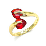 Oro Laminado Multi Stone Ring, Gold Filled Style Heart Design, with Garnet Cubic Zirconia, Polished, Golden Finish