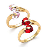 Oro Laminado Multi Stone Ring, Gold Filled Style Heart Design, with Garnet Cubic Zirconia, Polished, Golden Finish