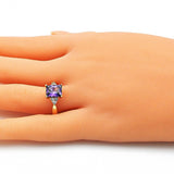 Oro Laminado Multi Stone Ring, Gold Filled Style with Amethyst and White Cubic Zirconia, Polished, Golden Finish