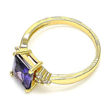 Oro Laminado Multi Stone Ring, Gold Filled Style with Amethyst and White Cubic Zirconia, Polished, Golden Finish