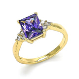 Oro Laminado Multi Stone Ring, Gold Filled Style with Amethyst and White Cubic Zirconia, Polished, Golden Finish