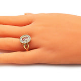 Oro Laminado Multi Stone Ring, Gold Filled Style with Pink and White Cubic Zirconia, Polished, Golden Finish