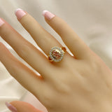 Oro Laminado Multi Stone Ring, Gold Filled Style with Pink and White Cubic Zirconia, Polished, Golden Finish