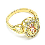 Oro Laminado Multi Stone Ring, Gold Filled Style with Pink and White Cubic Zirconia, Polished, Golden Finish