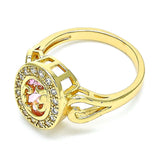 Oro Laminado Multi Stone Ring, Gold Filled Style with Pink and White Cubic Zirconia, Polished, Golden Finish