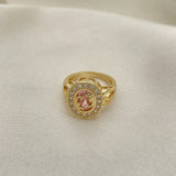 Oro Laminado Multi Stone Ring, Gold Filled Style with Pink and White Cubic Zirconia, Polished, Golden Finish