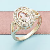 Oro Laminado Multi Stone Ring, Gold Filled Style with Pink and White Cubic Zirconia, Polished, Golden Finish