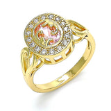 Oro Laminado Multi Stone Ring, Gold Filled Style with Pink and White Cubic Zirconia, Polished, Golden Finish