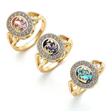 Oro Laminado Multi Stone Ring, Gold Filled Style with Pink and White Cubic Zirconia, Polished, Golden Finish