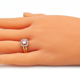 Oro Laminado Multi Stone Ring, Gold Filled Style with Pink and White Cubic Zirconia, Polished, Golden Finish