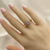 Oro Laminado Multi Stone Ring, Gold Filled Style with Pink and White Cubic Zirconia, Polished, Golden Finish