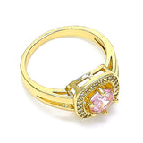Oro Laminado Multi Stone Ring, Gold Filled Style with Pink and White Cubic Zirconia, Polished, Golden Finish