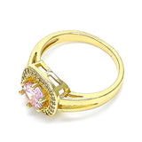 Oro Laminado Multi Stone Ring, Gold Filled Style with Pink and White Cubic Zirconia, Polished, Golden Finish