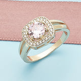 Oro Laminado Multi Stone Ring, Gold Filled Style with Pink and White Cubic Zirconia, Polished, Golden Finish