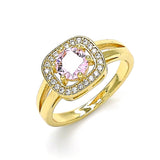 Oro Laminado Multi Stone Ring, Gold Filled Style with Pink and White Cubic Zirconia, Polished, Golden Finish