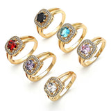 Oro Laminado Multi Stone Ring, Gold Filled Style with Pink and White Cubic Zirconia, Polished, Golden Finish