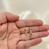 Oro Laminado Small Hoop, Gold Filled Style with Pink Cubic Zirconia, Polished, Golden Finish