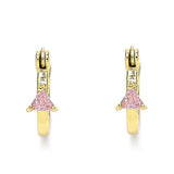 Oro Laminado Small Hoop, Gold Filled Style with Pink Cubic Zirconia, Polished, Golden Finish