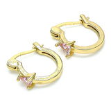 Oro Laminado Small Hoop, Gold Filled Style with Pink Cubic Zirconia, Polished, Golden Finish