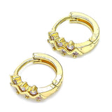 Oro Laminado Huggie Hoop, Gold Filled Style with Pink Cubic Zirconia, Polished, Golden Finish