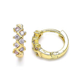 Oro Laminado Huggie Hoop, Gold Filled Style with Pink Cubic Zirconia, Polished, Golden Finish
