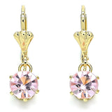 Oro Laminado Dangle Earring, Gold Filled Style with Pink Crystal, Polished, Golden Finish