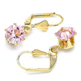 Oro Laminado Dangle Earring, Gold Filled Style with Pink Crystal, Polished, Golden Finish