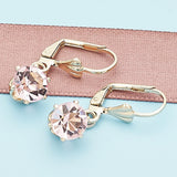 Oro Laminado Dangle Earring, Gold Filled Style with Pink Crystal, Polished, Golden Finish
