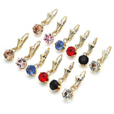 Oro Laminado Dangle Earring, Gold Filled Style with Pink Crystal, Polished, Golden Finish