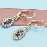 Oro Laminado Dangle Earring, Gold Filled Style with Amethyst and White Crystal, Polished, Golden Finish