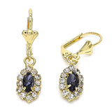 Oro Laminado Dangle Earring, Gold Filled Style with Amethyst and White Crystal, Polished, Golden Finish
