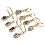 Oro Laminado Dangle Earring, Gold Filled Style with Amethyst and White Crystal, Polished, Golden Finish