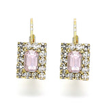 Oro Laminado Leverback Earring, Gold Filled Style with Rose and White Crystal, Polished, Golden Finish