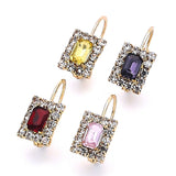 Oro Laminado Leverback Earring, Gold Filled Style with Rose and White Crystal, Polished, Golden Finish