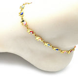Oro Laminado Fancy Anklet, Gold Filled Style Elephant Design, Multicolor Enamel Finish, Golden Finish
