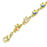 Oro Laminado Fancy Anklet, Gold Filled Style Elephant Design, Multicolor Enamel Finish, Golden Finish