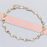 Oro Laminado Fancy Anklet, Gold Filled Style Elephant Design, Multicolor Enamel Finish, Golden Finish