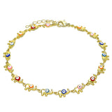 Oro Laminado Fancy Anklet, Gold Filled Style Elephant Design, Multicolor Enamel Finish, Golden Finish