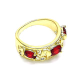 Oro Laminado Multi Stone Ring, Gold Filled Style Elephant Design, with Garnet and White Cubic Zirconia, Polished, Golden Finish