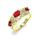 Oro Laminado Multi Stone Ring, Gold Filled Style Elephant Design, with Garnet and White Cubic Zirconia, Polished, Golden Finish